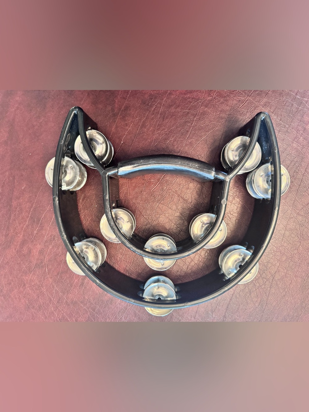 Black Double Row Handheld Tambourine